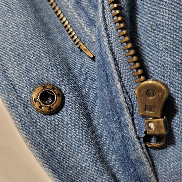 Denim Fleet Jacket Commander Acer Full Zip Snaps High Collar Blue BOOBYK-SPATROL - Picture 7 of 13